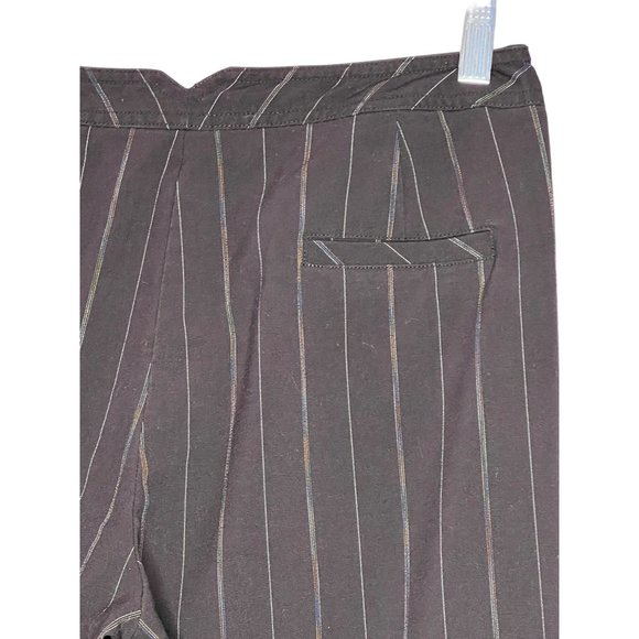 Larry Levine petite stretch 10 P black pinstripe snap straps at pockets, wide le - Picture 7 of 10